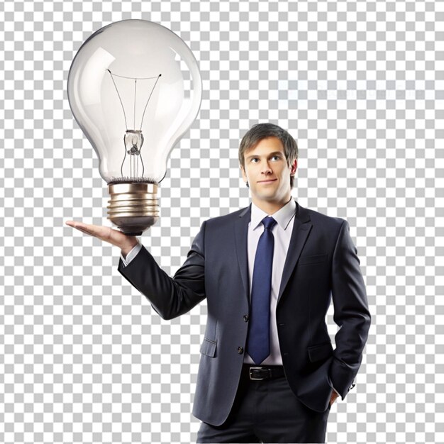 Man showing a light bulb