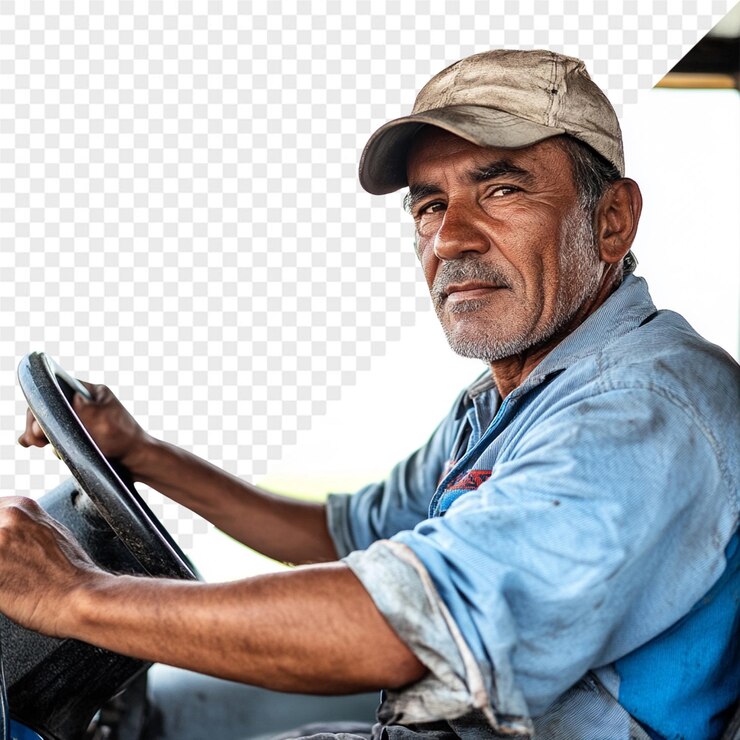 a man sits in a chair with a steering wheel
