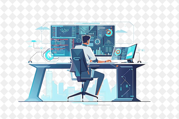 PSD a man sits at a desk in front of a computer with the words quot do not touch quot on the screen