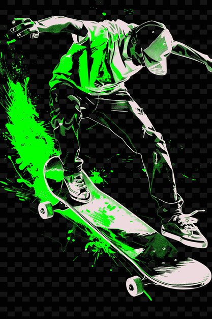 PSD a man on a skateboard with a green background with a picture of a skateboarder on it