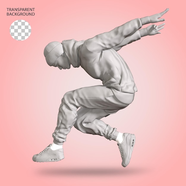 PSD man sport wear with pose gesture activities isolated 3d rendered illustration