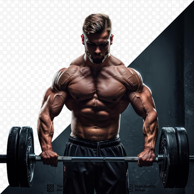 PSD uomo sportivo sollevamento pesi steroidi corpo atletico manubri palestra attrezzature per fitness e sport uomo muscoloso che si esercita al mattino con bilanciere corpo in forma e perdita di peso mantenersi in forma e sani