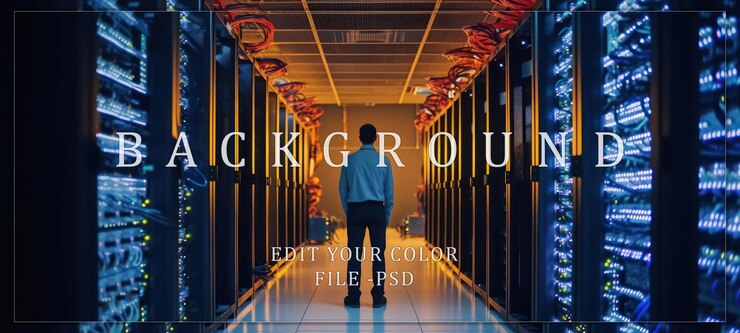 PSD man standing in a server room