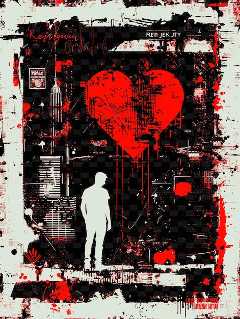 PSD a man stands in front of a heart that says  love