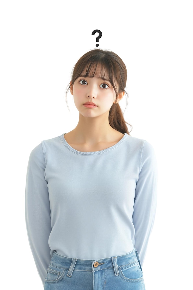 PSD 男性はまっすぐに立って混乱しているように見えます透明な背景質問マークpngクリパート