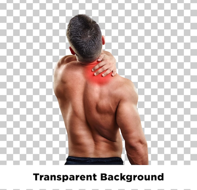 man suffering from neck and shoulder pain muscle injury