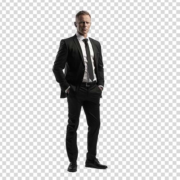 PSD a man in a suit stands in front of a white background