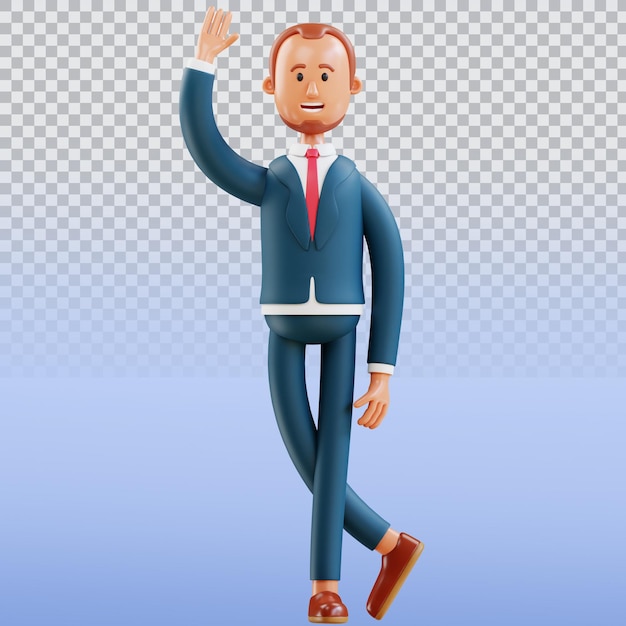 A man in a suit and tie is waving his hand.