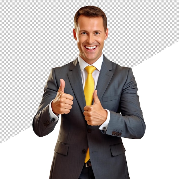 PSD a man in a suit with the word quot thumbs up quot on the front
