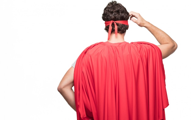 man in superhero dress from behind