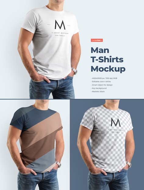 PSD Мокап мужской футболки