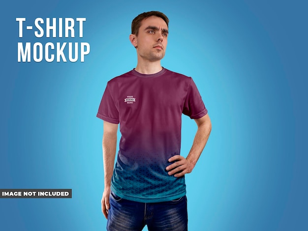 PSD man in t-shirt mockup