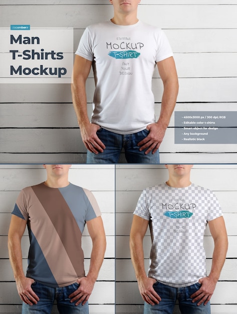 PSD man t-shirts mockup