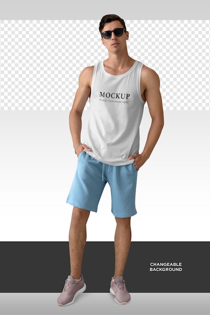 PSD a man in a tank top mockup