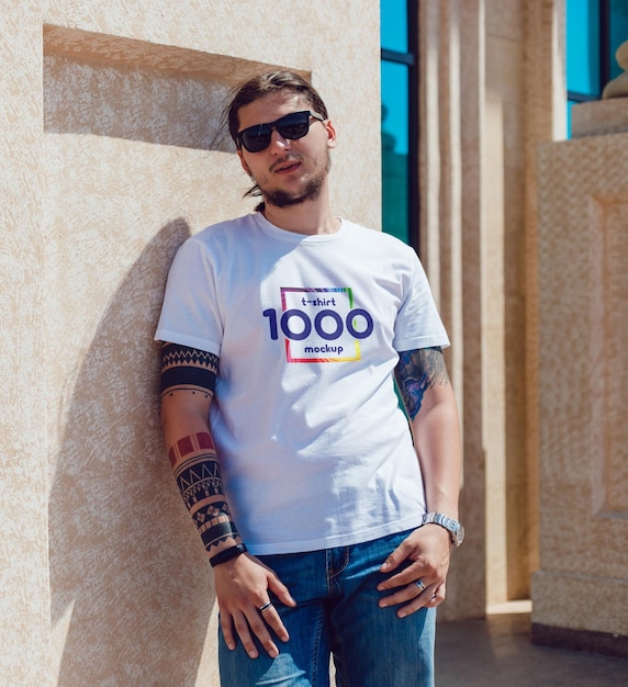 man tshirt mockup design psd