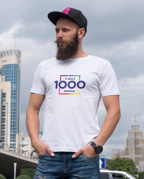 Man Tshirt mockup design psd