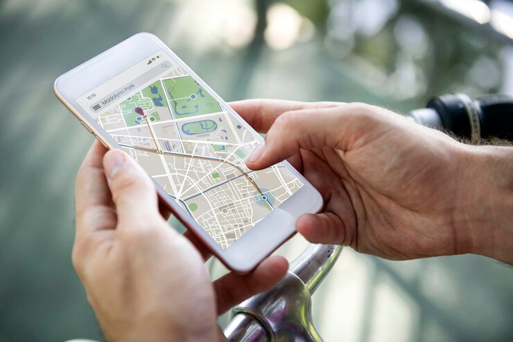 PSD man using gps on his phone