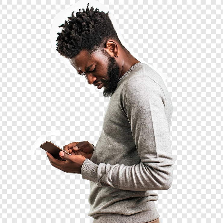 PSD man using his smartphone