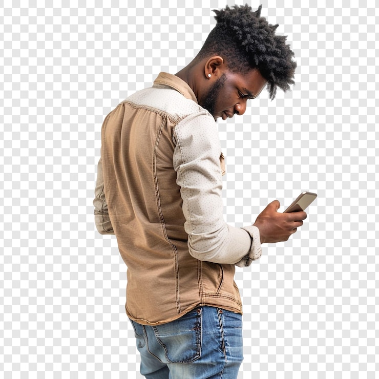 PSD man using phone