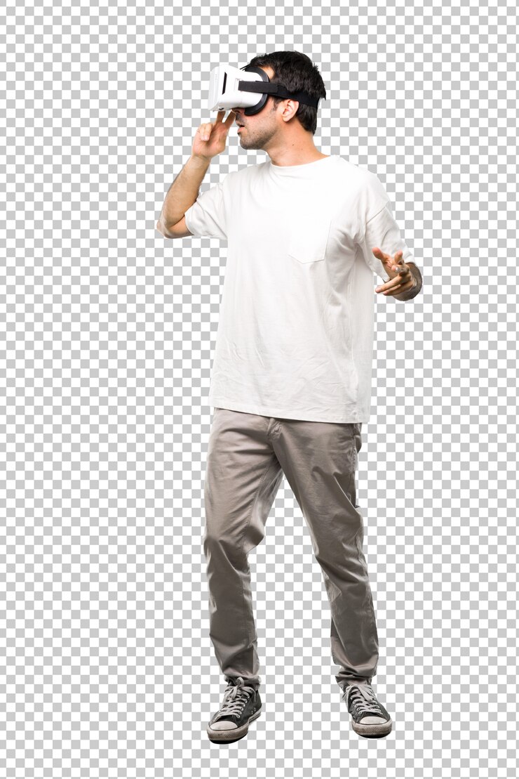 PSD man using vr glasses