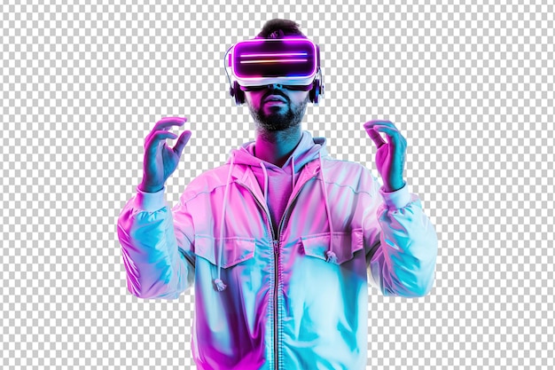 戴 VR 眼鏡的人前景