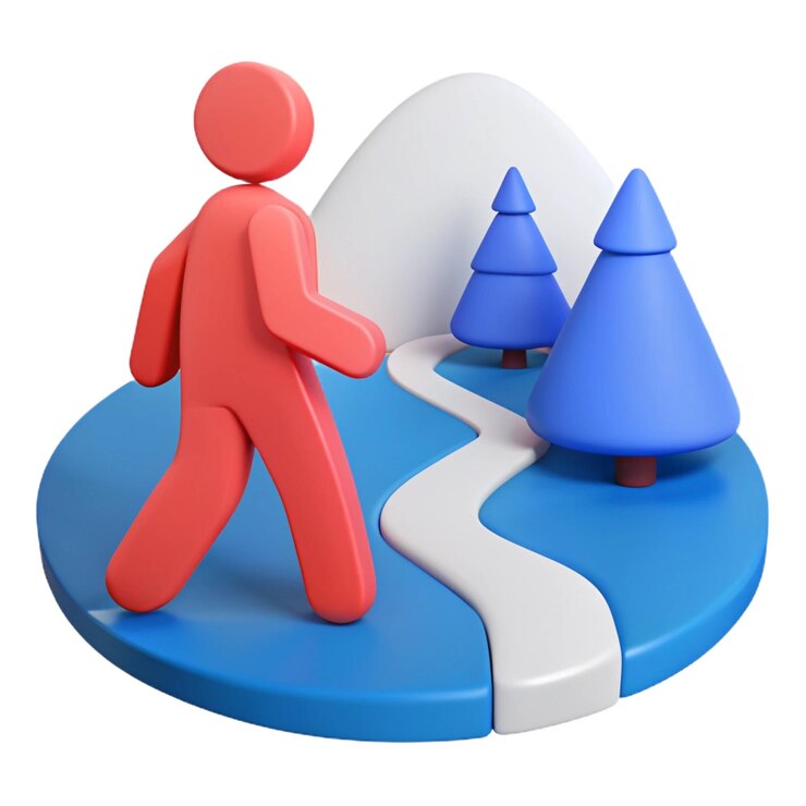 PSD a man walking on a blue and red object with a man walking on it