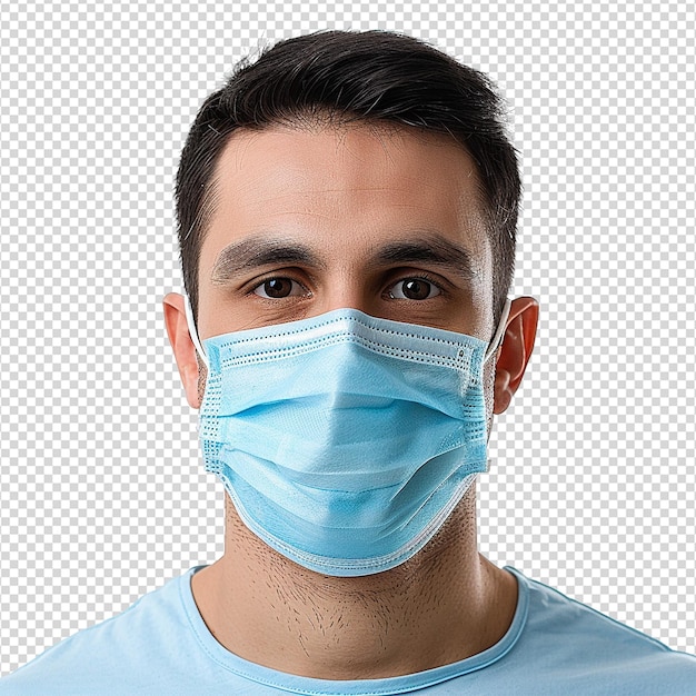 Мужчина носит маску, изолированную на прозрачном фоне