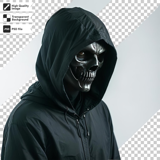 PSD a man wearing a black hoodie with a skull on it