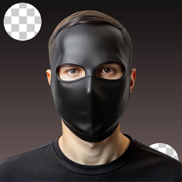 PSD a man wearing a black mask and a black mask stands in front on transparent background