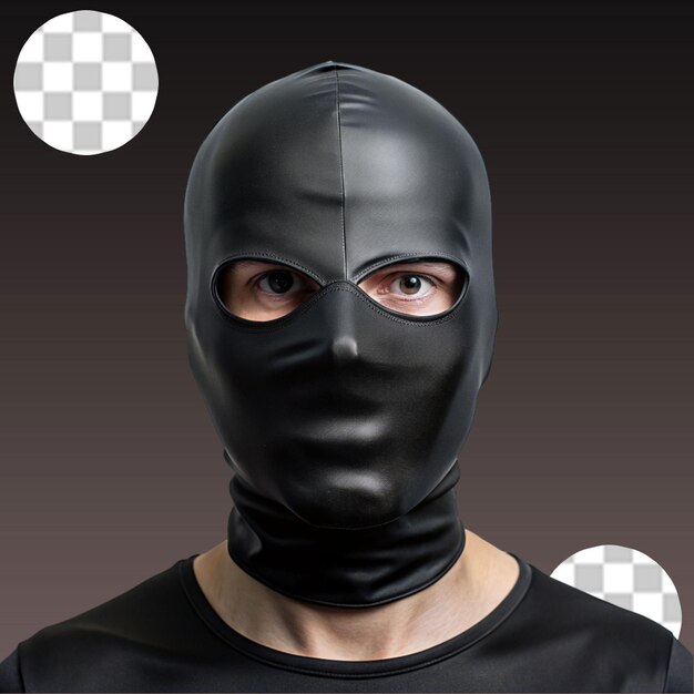 PSD a man wearing a black mask and a black mask stands in front on transparent background