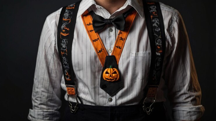 PSD a man wearing a bow tie that says  pumpkin  on it
