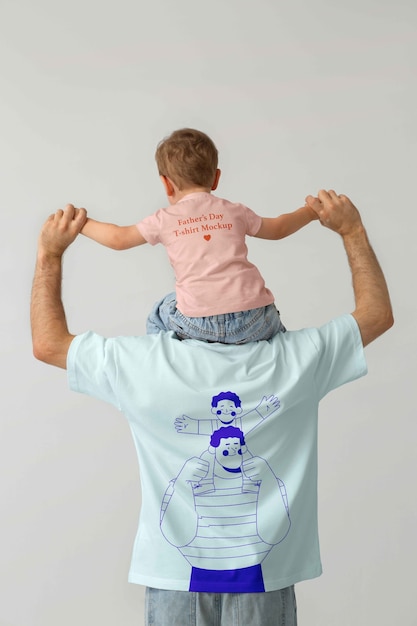 PSD man wearing fathers day t-shirt mockup