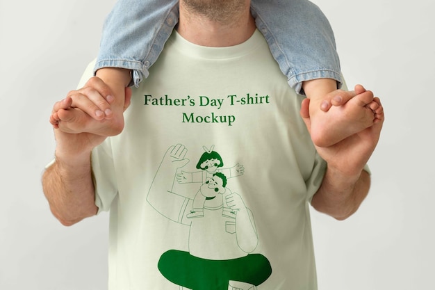 PSD man wearing fathers day t-shirt mockup