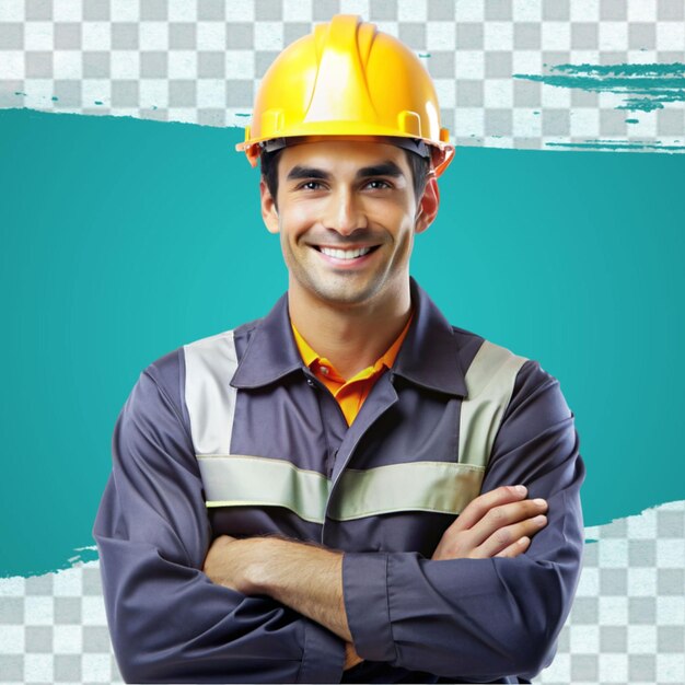 A man wearing a hard hat and glasses is wearing a hard hat