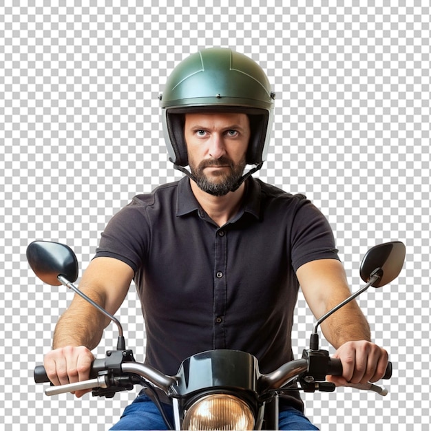 PSD man wearing helmet and driving a motorcycle png