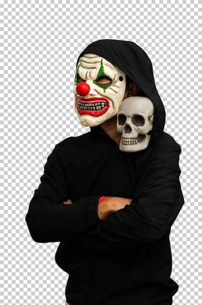 PSD man wearing joker mask isolated