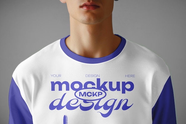 Man wearing long sleeve tee mock-up design