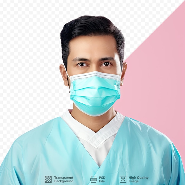 A man wearing a mask with the words medical service on it.