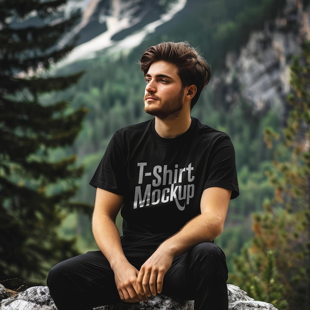 Un uomo che indossa una camicia che dice t-shirt su