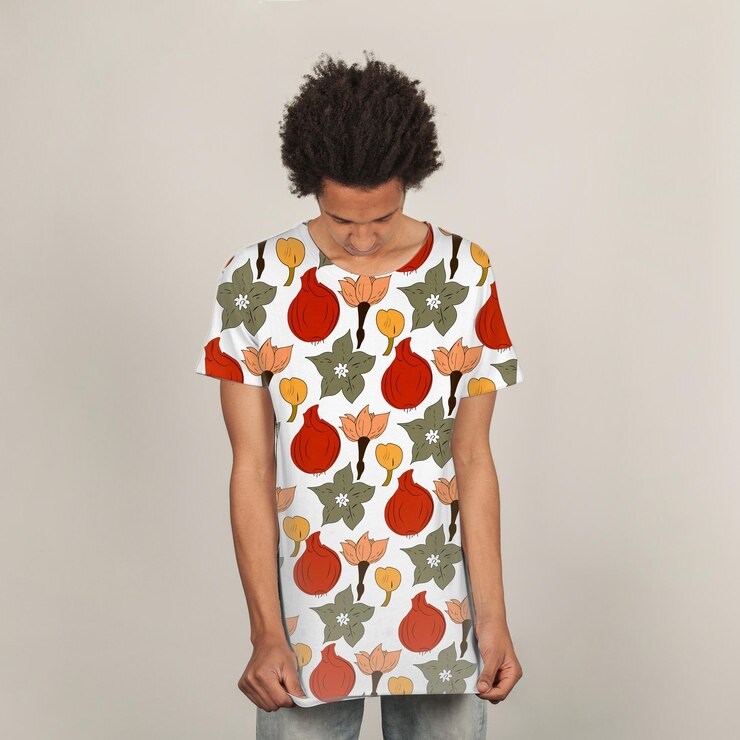 PSD a man wearing a shirt with fruit on it