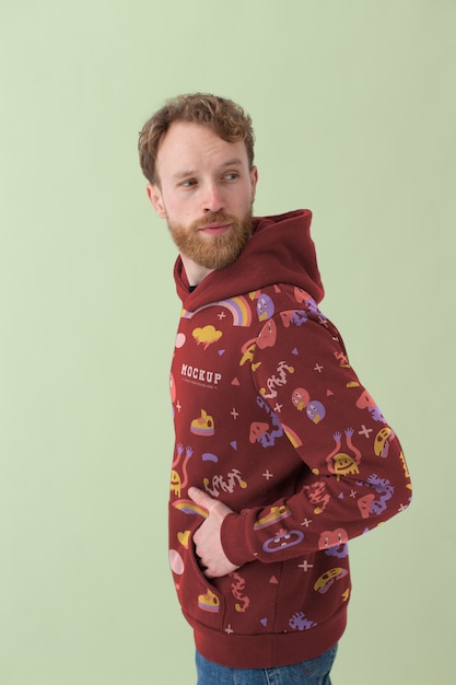 Man wearing sweatshirt mock-up design