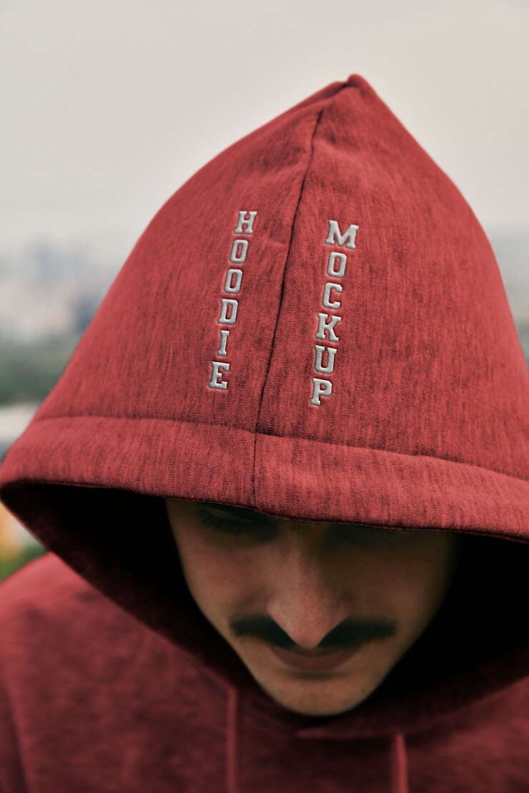 PSD man wearing sweatshirt mockup