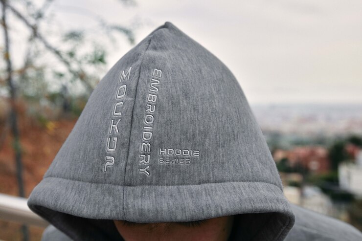 PSD man wearing sweatshirt mockup