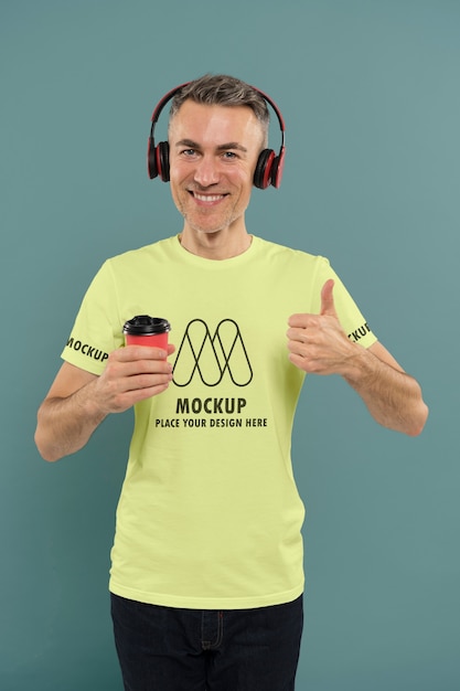 Man wearing t-shirt mockup