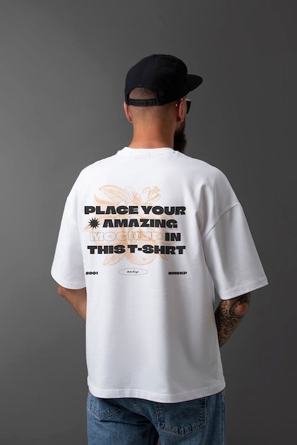 Man wearing t shirt mockup