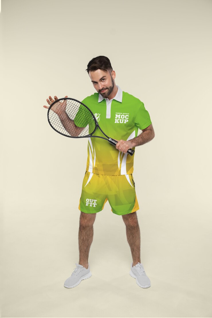 PSD man wearing tennis outfit mockup
