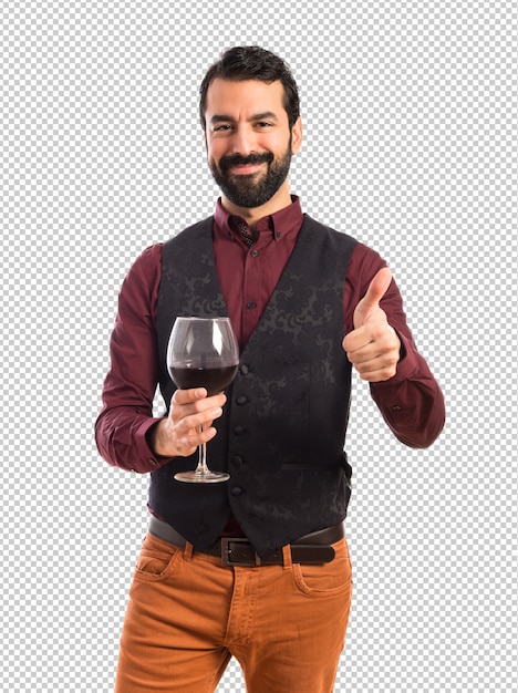 PSD man wearing waistcoat holding a wine glass