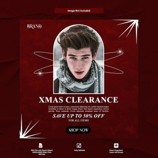 Man winter fashion clearance sale instagram post social media template