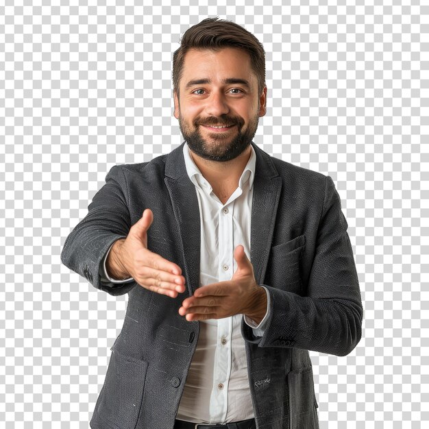 A man with a beard stands in front of a crossword puzzle