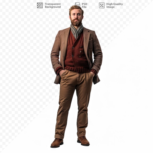 PSD a man with a beard stands in front of a screen with the words quot the company quot